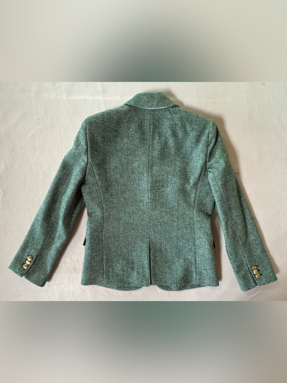 J. Crew Schoolboy Blazer BJ827 Herringbone Wool Blend Contrast Lining Green (2) - Picture 10 of 17